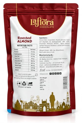 Image of Laflora Roasted Almond Chocolate | Premium Chocolate Coated Roasted Almonds | Crunchy Nutty Chocolate Snack | Rich Cocoa Flavor | Perfect for Gifting & Snacking | Resealable Pack