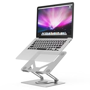 Grifema Soporte Portátiles Mesa Plegable Ventilado Con Base Giratoria, Elevador Portatil Altura Ajustable, Compatible Con La Mayoría De Los Portátiles De 11-17" Gb1050-1, Plata