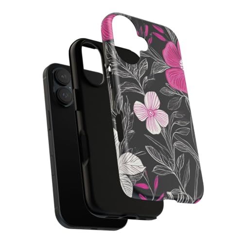 Coque iPhone 16 luxe rigide mate au motif floral rose et blanc intemporel - 3