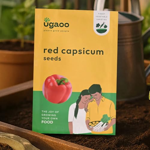 Image of UGAOO Vegetable Seeds Combo for Home Garden - Cherry Tomato, Broccoli, red capsicum, green Onion, green cucumber - Pack of 5