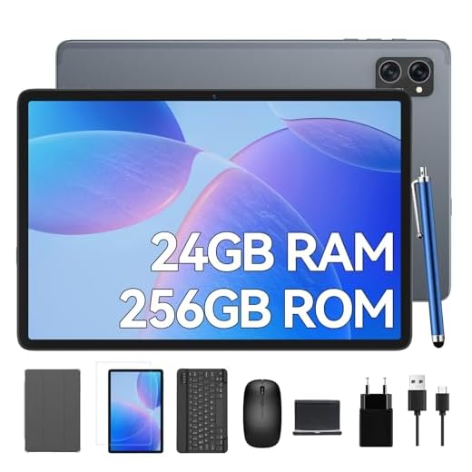 TABWEE T20 Tablet mit Tastatur - Octa-core Tablet Android 15 mit Gemini AI, 24GB RAM + 256GB ROM(2TB TF), 10 Zoll HD Incell, 8MP+5MP Kamera 5000mAh 5G WiFi/Typ-C/GPS