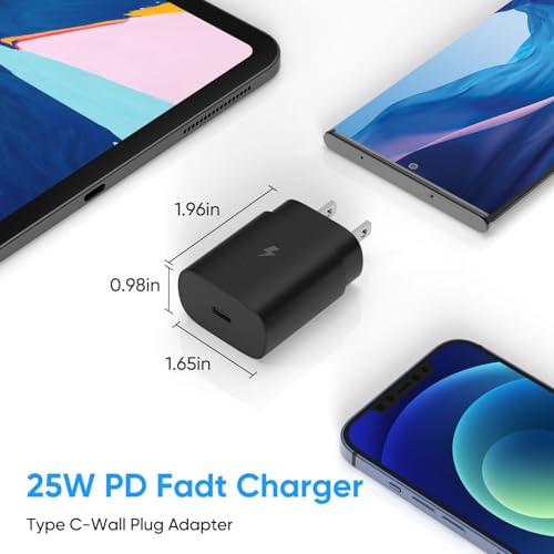 Image of USB Type C Charger Block, 25W Fast Charging Block for Samsung Galaxy S25 S24 Ultra S23 S22 S21 S20 Note20 / iPhone 17 16 15 14 13 Pro Max, Super Fast Wall Charger Plug Power Adapter, 2 Pack
