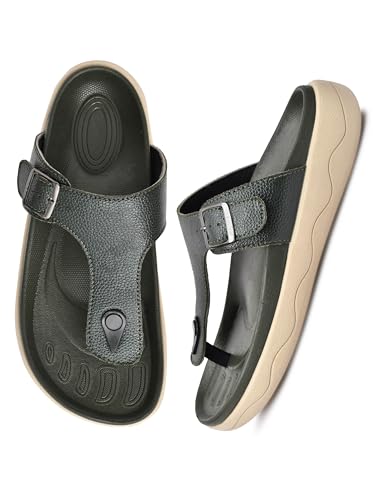 Image of HEALTH FIT Extra Soft Premium Classic Cushion Sliders /with Adjustable Buckle Strap & Light Weight Anti-SkidWaterproof Luxurious Slippers for Men's HF121