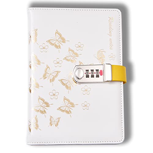 Lirener Diario Retro con Cerradura de Combinación, A5 Secreto Contraseña Cuaderno Diario Digital Bloqueable Diario Bloc de Notas Manual Cuaderno de Bocetos Planificador Diario Agenda, 145x210mm Cover