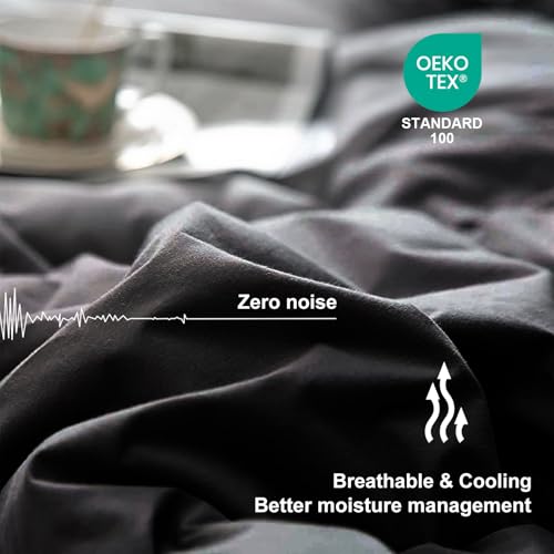 Image of MEELUS Lightweight Comforter Cooling Black, All Season Duvet Insert