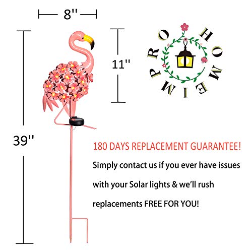 Homeimpro Garden Solar Lights,Flamingo Pathway Outdoor Stake Metal Lights,Waterproof Warm White Led For Lawn,Patio Or Courtyard #TOP3