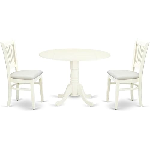 East West Furniture Dublin 3-Piece Dining Set with Slatted Back in Linen White
