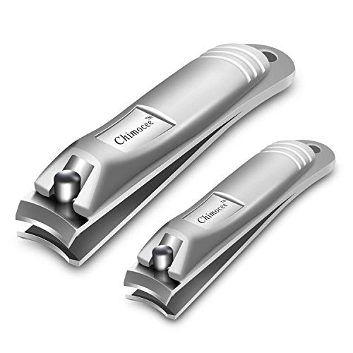 Chimocee Nail Clipper Set, 2PCS Sharpest Fingernail and Toenail Clippers for Men & Women, Stainless Steel Nail Clippers with Metal Case for Thick Nails