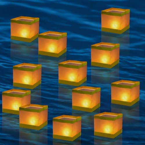 12 Stück 10x10cm Schwimmende Laternen Wasserlaternen Schwimmende kerzen Biologisch Abbaubare SchwimmendeLichter Schwimmkerzen weiss