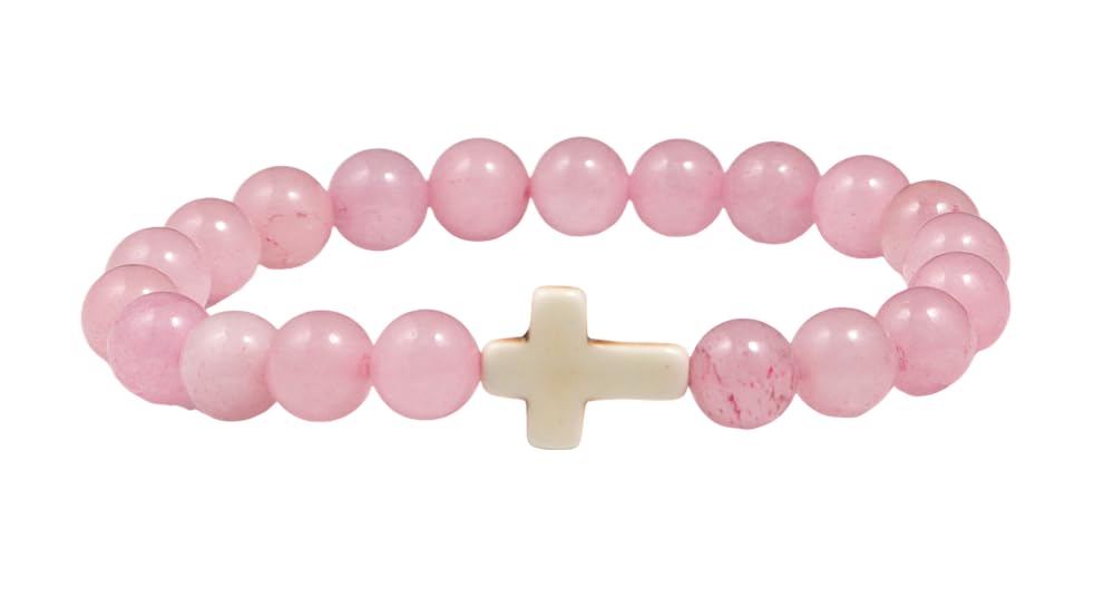 Pingyongchang Christian Gifts for Women Men Cross Healing Crystal Bracelet Faith Easter Catholic Religious Bracelet Natural Stone Stretch Bracelets Stress Relief Anxiety Yoga... - Image 3