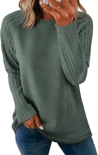 Image of OFEEFAN Long Sleeve Shirts for Womens Fall Fashion 2026 Crewneck Oversized Sweatshirt Tunic Tops to Wear with Leggings