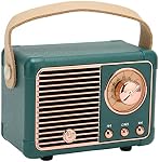 Mini Haut-parleur Bluetooth Vintage Haut-Parleur - 50Hz à 18KHz HiFi Haut-parleur Bluetooth rétro stéréo avec longue durée de vie de la batterie pour le décor de chambre, 10 X 6 X 6cm (Vert)