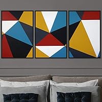 3 Piece Framed Canvas Wall Art Abstract Colorful Cool Geometric Canvas Prints Home Artwork Decoration for Living Room,Bedroom - 16