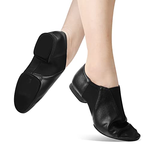 Leather Sole Jazz Shoes Dance For Women And Men's, Black (10.5W / 9.5M) #TOP4