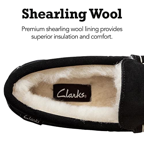 Clarks Shearling Moccasin House Slippers For Women - Indoor/Outdoor Gift For Her Black 8 #TOP2