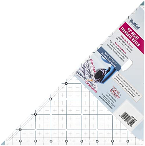TrueCut Triangle Ruler - Right-Angle 90° Ruler With Track & Guide System - Works With TrueCut My Comfort Rotary Cutter - Great Ruler For Fabric, Arts, And Crafts