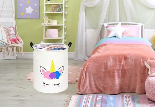 Image of Round Laundry Basket Storage Bins Nursery Hamper Gift Baskets for Home,Office,Home Decor