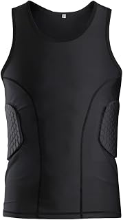 Rash Guard Sports Training Tank Top Underwear Jersey with Rib Pads Padded Girdle Pads Support Shirt for Adult