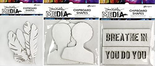 Dina Wakley Media 2021 Chipboard Shapes - Feathers, Passport and Speak Out - Three Item Bundle, White image 4