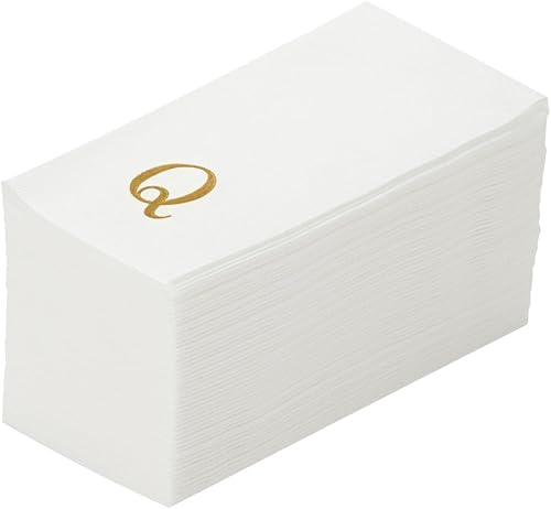 Miniatura 307 de Luxenap - Toallas de invitados de 15.8 x 7.9 pulgadas, 50 toallas de mano con letras plateadas, letra "P", fuente Sans Serif, servilletas de papel
