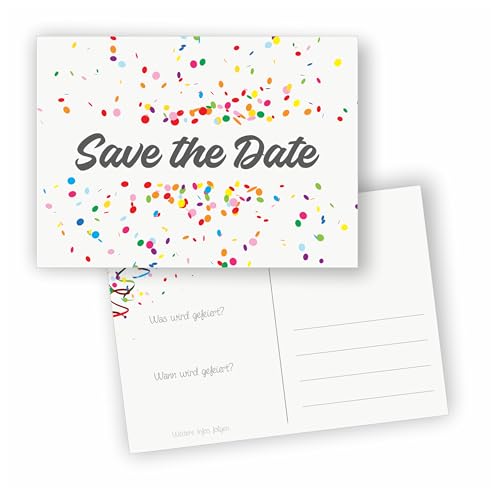 zartbesaitet.com Schöne Produkte aus Papier Ankündigung I Save the Date - Konfetti I 10 Karten I Geburtstag Jugendweihe Jubiläum