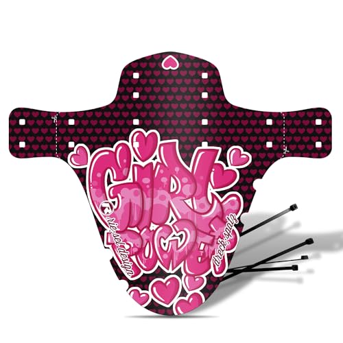 Riesel Design® - Dreck:Spatz Schutzblech Kinderfahrrad/Front Spritzschutz für Kinder Fahrrad oder Mountainbike/Mudguard 16-29 Zoll für Jungen & Mädchen (Power Girl)