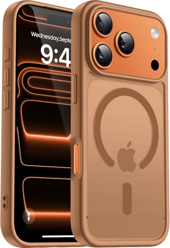 Image of Elzzi Magnetic Magsafe for iPhone 17 Pro Max Case (Compatible with MagSafe) Slim Translucent Matte Shockproof with Anti-Fingerprint Phone Case, Desert
