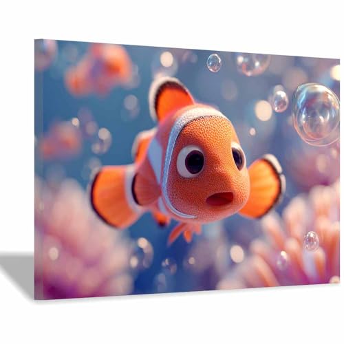 Poster poisson clown orange brûlant 20x30cm encadré pour salon