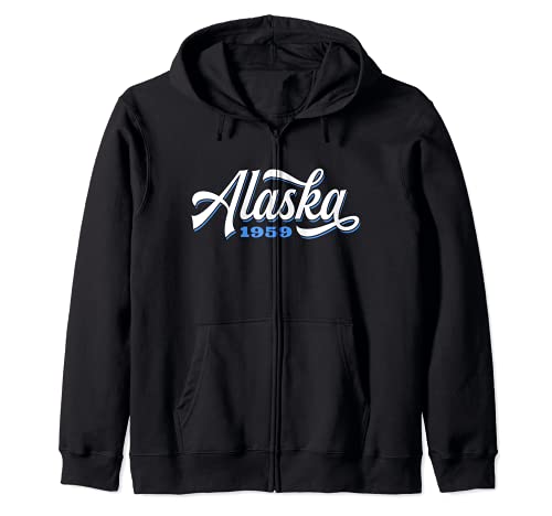 Alaska | Vintage Retro Alaskan AK 1959 State Alaska Zip Hoodie