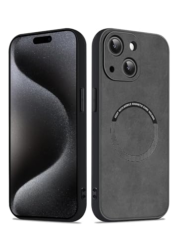 Coque iPhone 15 MagSafe antidérapante : évitez les chutes - Daim gris