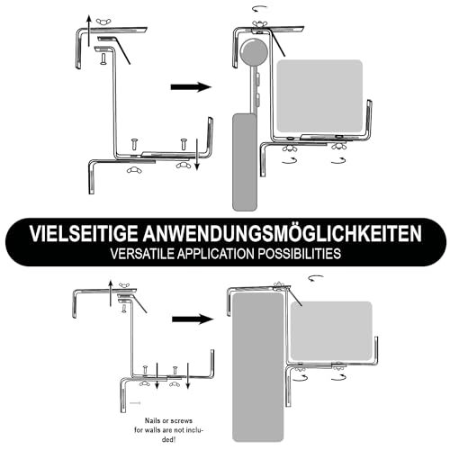 com-four® 2X Premium Blumenkastenhalter für Balkon-Brüstungen und Geländer - Flexible Befestigung aus rostfreiem Edelstahl für Pflanzkästen - 2-Fach verstellbar - kein Bohren (2X anthrazit)