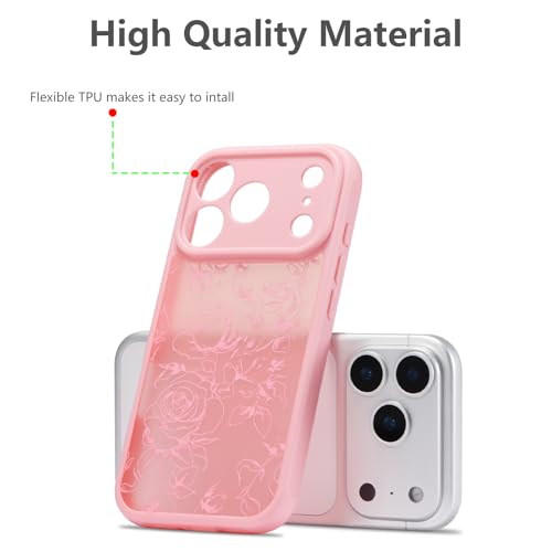 XIZYO for iPhone 17 Pro Case, Floral Flower Cute Aesthetic Case for Women Girls Rose Pattern Slim TPU Bumper Shockproof Protective Cover for iPhone 17 Pro 6.3 Inch, Branch Rose/Pink by XIZYO - Used condition - Image 7