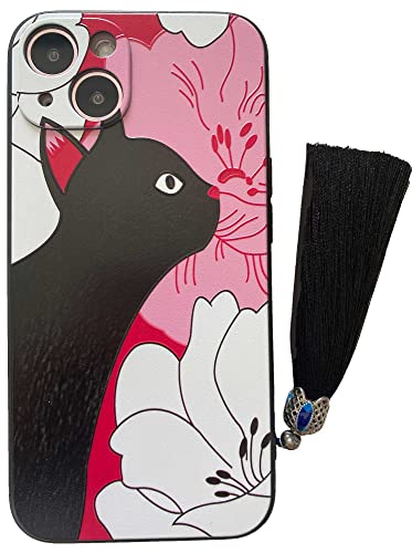 KOLOiPhone 13 mini ケース iPhoneケース iPhone13miniケース かわいい クロネコ 猫柄 ねこ ネコ 猫 スマホケース スマホカバー iPhone 13 mini