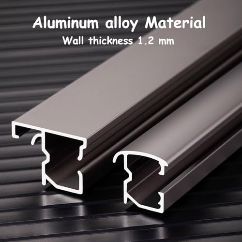 Double Track Wall-Mounted Aluminum Rail Set for Room Divider, Heavy-Duty Curtain Rod for Living Room & Bedroom, Silent Operation, Gray, 18FT (5.5M) - Perfect for Privacy & Space Management