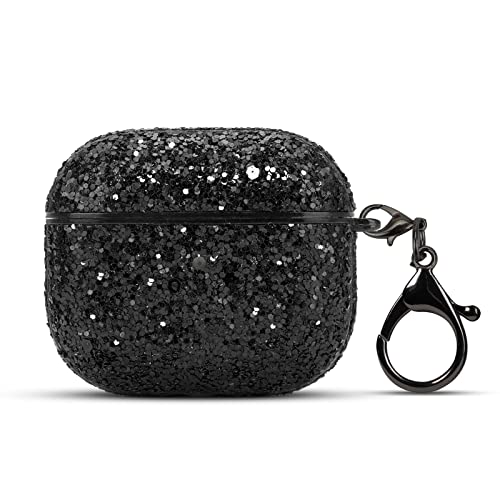 Coque Airpods 3 antichoc à paillettes rigide et protectrice avec mousqueton