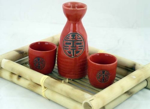Glazed Ceramic 3 Pcs Japanese Sake Set In Gift Box