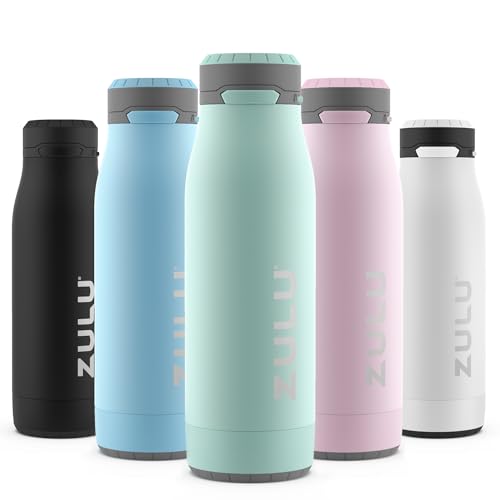 Zulu Ace 18oz Vacuum Insulated Stainless Steel Water Bottle with Chug Spout, Leak-Proof Locking Lid and Removable Base for School, Backpack, Sports, Gym, Travel, Yucca
