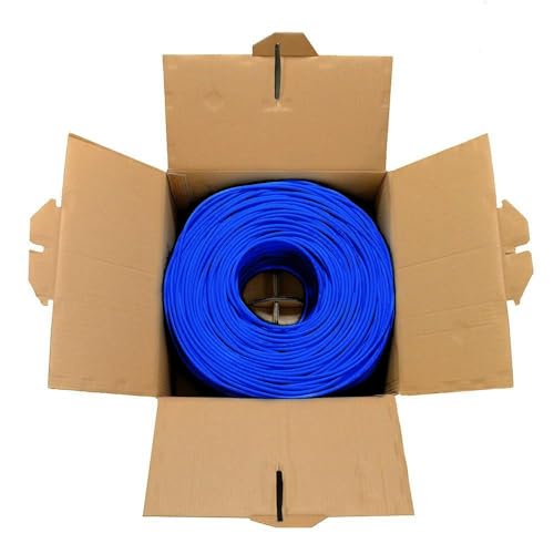 Image of DRIPSTONE CAT6 1000ft Ethernet Cable 23AWG Solid CCA UTP 0.57mm Dark Blue