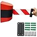 Tavkomco Red Wall Mount Queue Belt Barrier, 6.6/9.8/16.4FT Retractable Crowd Control Wall Barrier, with mounting Accessories,for Playground Park Hotel Crowd Control(A,3M/9.8FT)