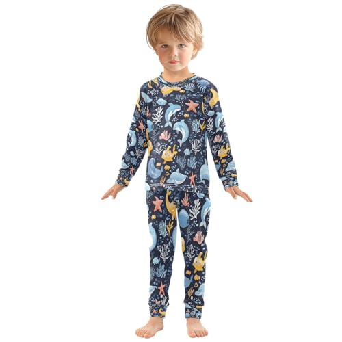 Pajama Sets Long Sleeve Sea Animals Pattern Soft Comfy Sleepwear 2 Piece PJS 3-8T2