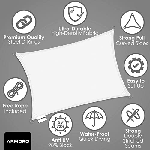 Image of Sun Shade Sail, 98% Sun & UV Rays Blockage 160 GSM Cloths with 1.5 m Nylon Rope Included for Each of The Corners | Multipurpose Uses Home, Garden, Lawn & Outdoor (16ft x16ft x16ft)