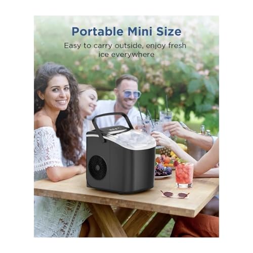 Máquina fabricadora de hielo portátil para encimera, con función de autolimpieza, produce 9 cubos en 6 minutos, incluye canasta y cuchara, para hogar/cocina/acampada/RV miniatura 4