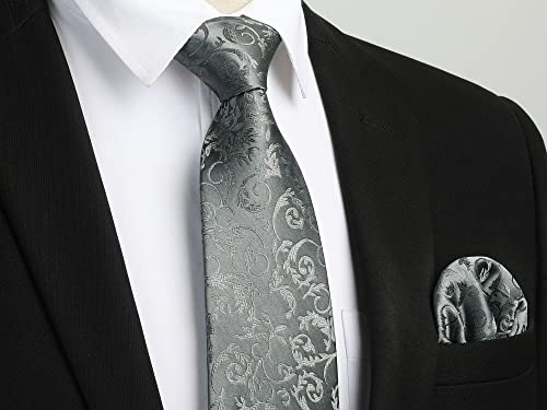 Image of Enlision Mens Ties Solid Color Satin Necktie Ties for men Handkerchief Cufflinks Pocket Squares for Wedding