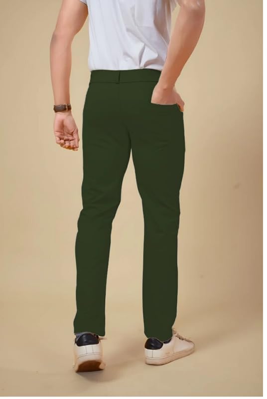Image of NoseQueen Men's Slim Fit Cargo Trousers | Stretchable Formal Men Trousers | Stylish Slim Fit Trouser for Men | Polycotton Knitted Fabric Pant for Men's