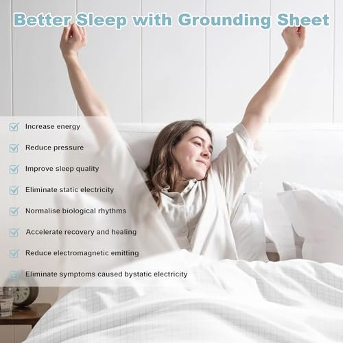 Image of Grounding Sheets,Grounding Bed Sheet for Sleeping 12% Silver Fiber,Flat Sheet 27x 52 inch with 15 Feet Grounding Cord (White, 27x52 inch /Crib)
