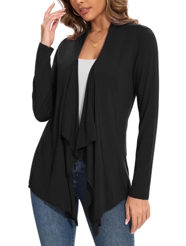 Image of Women's Casual Flowy Draped Open Front Cardigans Soft Cover Up Shrug