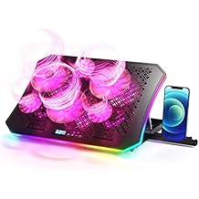 Laptop Cooling Pad, KeiBn RGB Laptop Cooler for 15.6-17.3 Inch Laptops, with 10 Modes Lights | 6 Fans | 7 Height Stands | 2 USB Ports | Desk or Lap Use A8/Purple