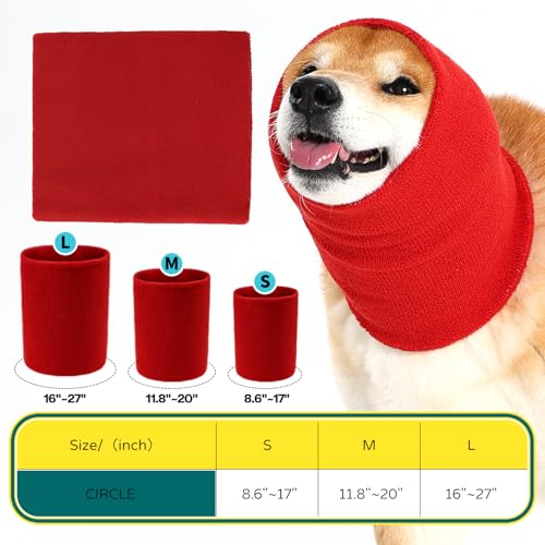 Image of Dog Calming Hoodie Quiet Head Cover Sleeves Double Layer Thickened Dog Ear Muffs Noise Protection,Dog Hematoma Ear Wrap, Dog Headband for Anxiety Relief for Bath, Thunderstorms