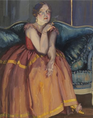 Peinture sur toile femme au canapé Konstantin Somov décoration premium 60x90