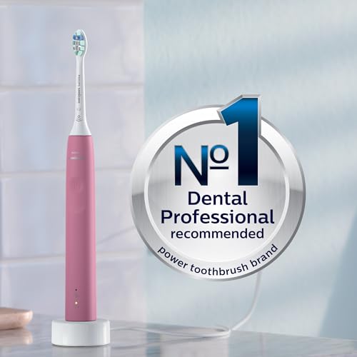 Image of Philips Sonicare 4100 Rechargeable Electric Toothbrush, Advanced Plaque Removal, Pressure Sensor, Includes Brush Head Case, Deep Pink BD5004AZ